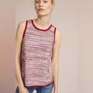 Anthropologie Red Trim Indira Sleeveless Tank Top Medium